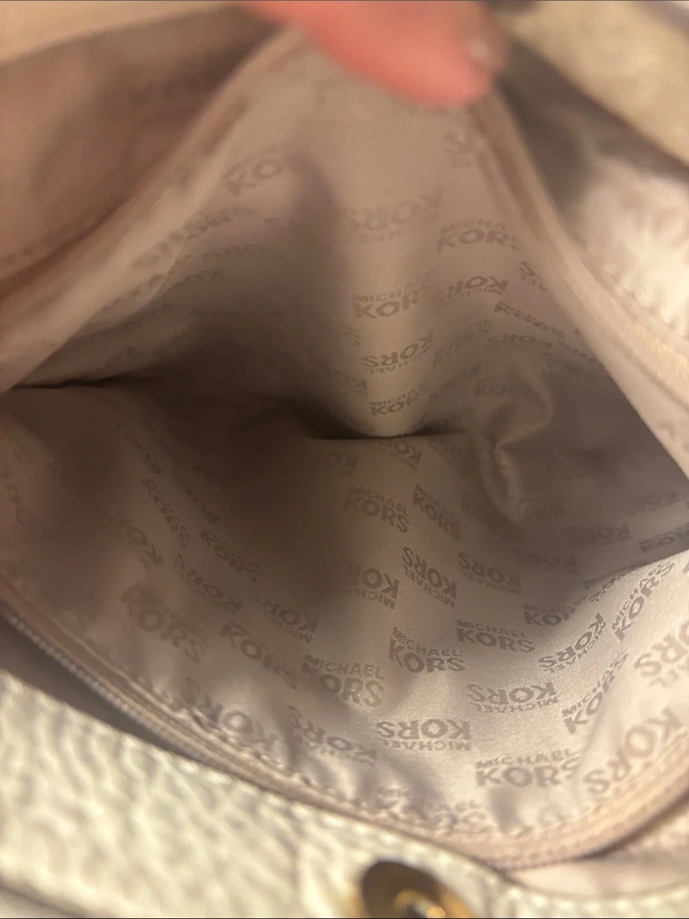 VGUC Michael Kors Fulton Large Pebbled Leather Hobo Shoulder Bag - Cream